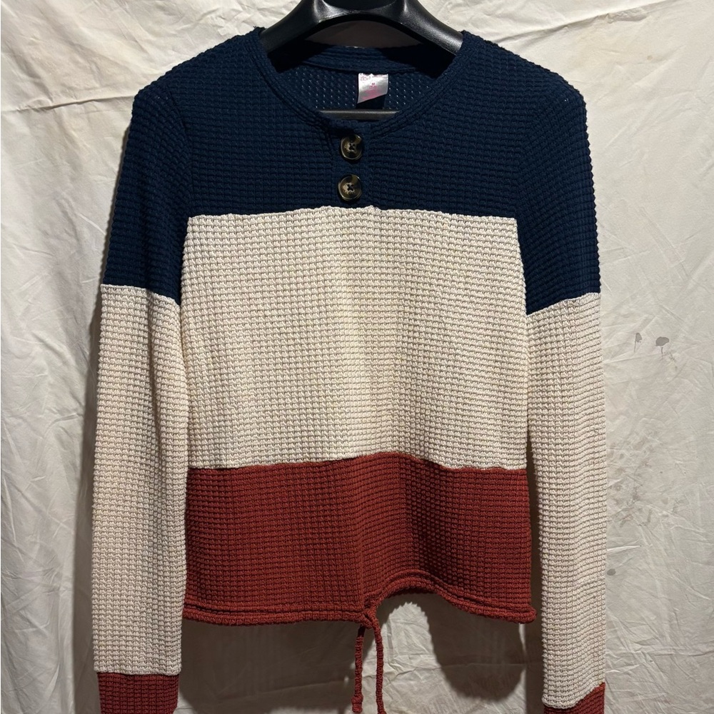 No Boundaries Colorblock Crewneck Sweater - Navy, Cream, Rust
